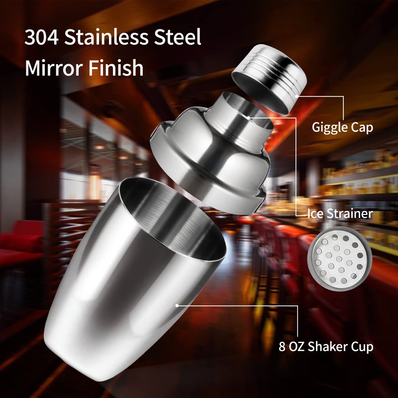 Newness Cocktail Shaker, Stainless Steel Martini Shaker, Drink Shaker Built-in Strainer, Professional Stainless Margarita Mixer, Bartender Kit Gifts, Small, Easy to Carry, Single Martini 8.4ozï¼ˆ250ml) - Image 2